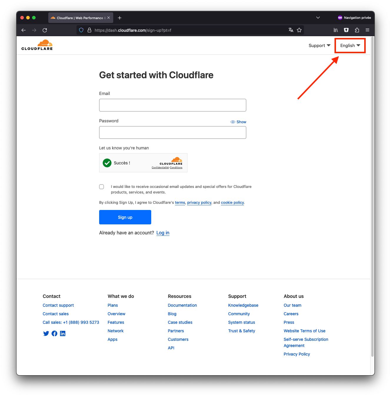 CloudFlare : créer un compte (en)